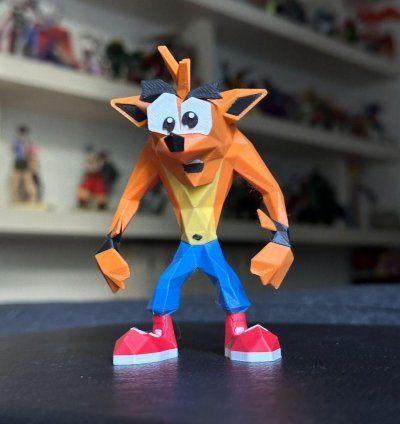 Crash Bandicoot PS1 Style 3D Printed Figure – Retro Low Poly Collectible Toy