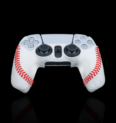 Baseball-Themed 3D Printed Controller Cover – Gaming Grip Case with Red Stitch Design