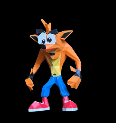 Crash Bandicoot Low Poly 3D Printed – Collectible Action FigureCrash Bandicoot Low Poly 3D Print Model | STL Digital File for Collectors and Fans