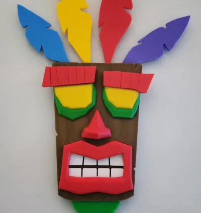 Aku Aku Mask 3D Print Model – Colorful Tribal Mask from Crash Bandicoot for Cosplay & Decoration
