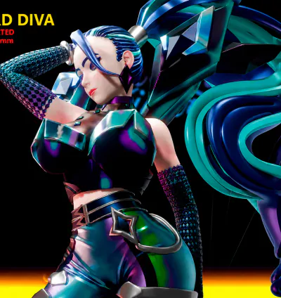League of Legends Kai'Sa STL File – Pre Supported 3D Printable Anime Statue Model for Resin & FDM Printing
