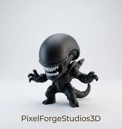 Alien Xenomorph Chibi STL 3MF 3D Model Sci Fi Horror Figure 3D Print Digital File Instant Download