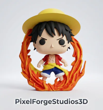 Funko Pop Luffy One Piece STL 3MF 3D Model Anime Figure 3D Print Digital File Instant Download