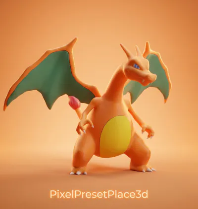 Charizard Pokemon STL 3D Model Dragon Figure 3D Print File STL 3MF Collector Model Download