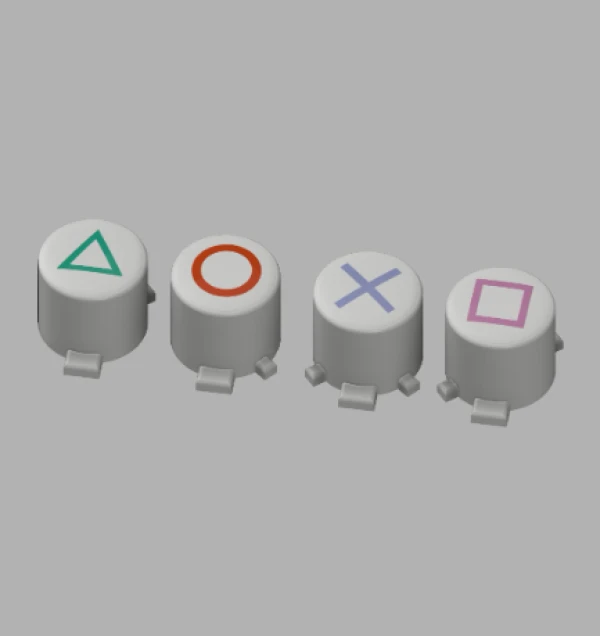 PlayStation Controller Button Set 3D Print Model – PS5 Iconic Symbols (Triangle, Circle, Cross, Square)