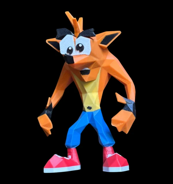 Crash Bandicoot Low Poly – 3D Printed Handmade Statue
