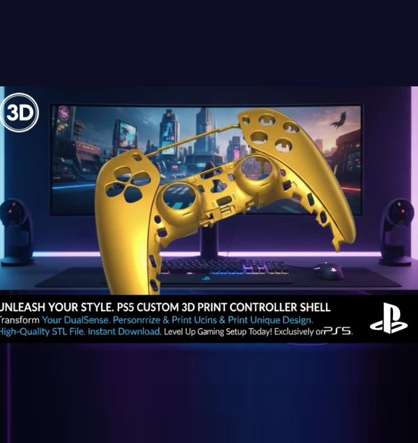 PS5 Controller Custom Shell 3D – Digital STL File for 3D Printing, Modding & Personalization