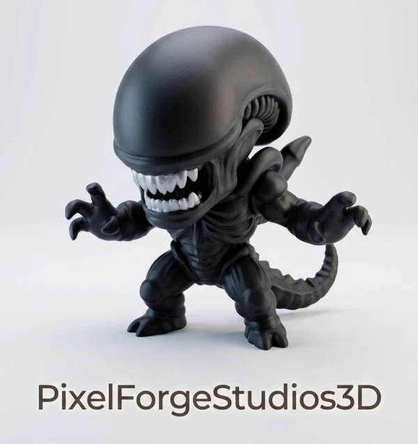 Alien Xenomorph Chibi STL 3MF 3D Model Sci Fi Horror Figure 3D Print Digital File Instant Download