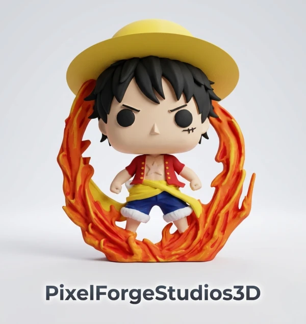 Funko Pop Luffy One Piece STL 3MF 3D Model Anime Figure 3D Print Digital File Instant Download