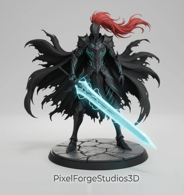 Shadow Knight Igris Dark Fantasy STL 3MF 3D Model Fantasy Figure 3D Print Digital File Instant Download