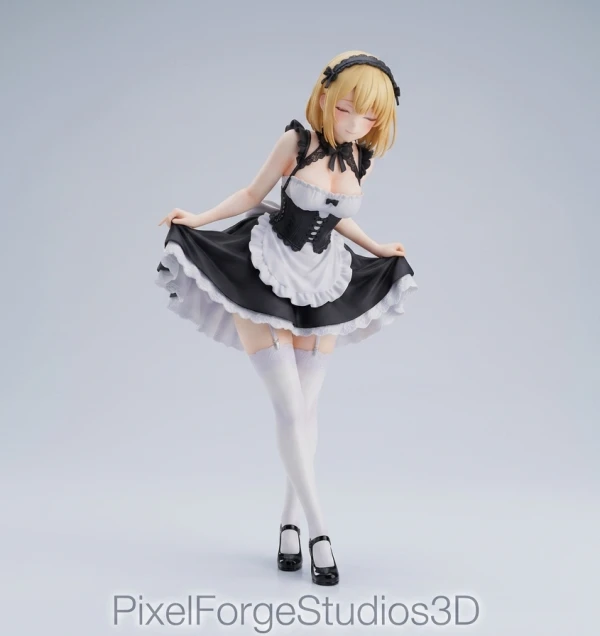 Anime Girl Maid Outfit STL 3MF 3D Model 3D Print Anime Figure Digital File Instant Download